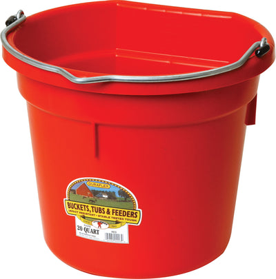 Little Giant Duraflex Plastic Flat Back Bucket, Red, 20 qt - Buckets Flatback
