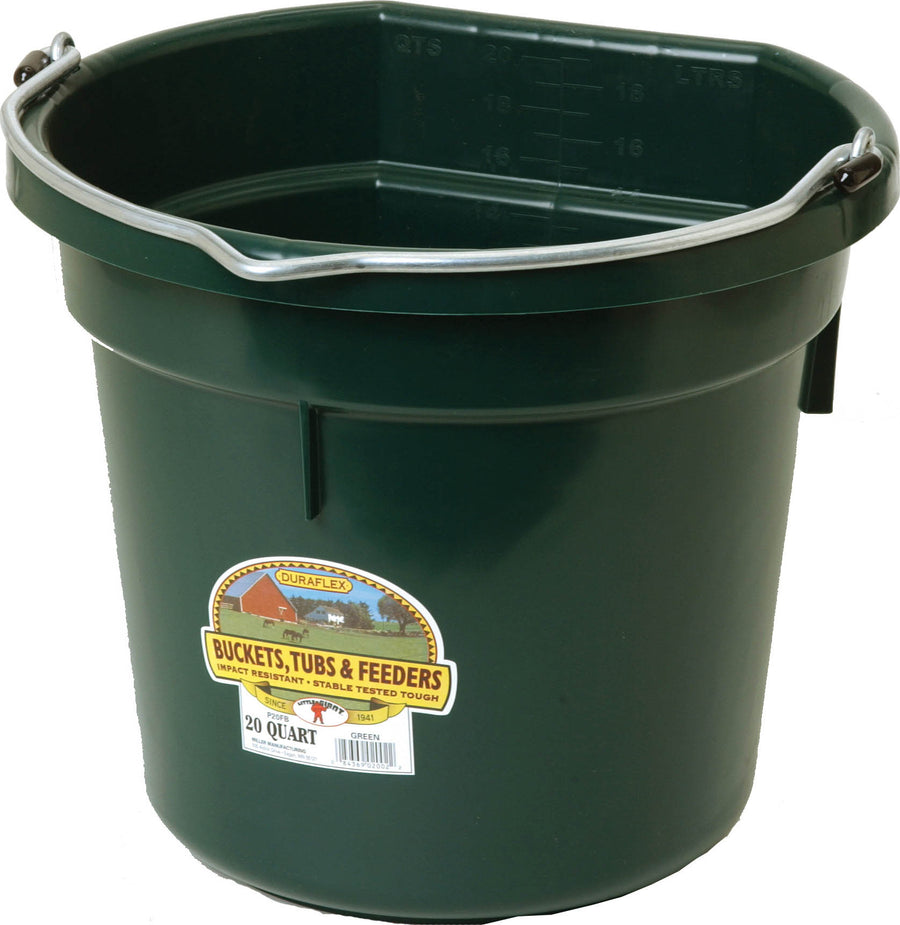 Little Giant Duraflex Plastic Flat Back Bucket, Green, 20 qt - Buckets Flatback