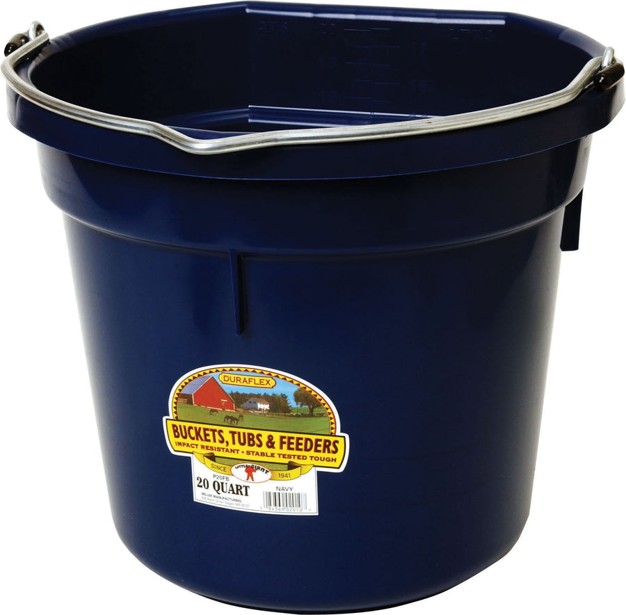 Little Giant Duraflex Plastic Flat Back Bucket, Navy, 20 qt - Buckets Flatback