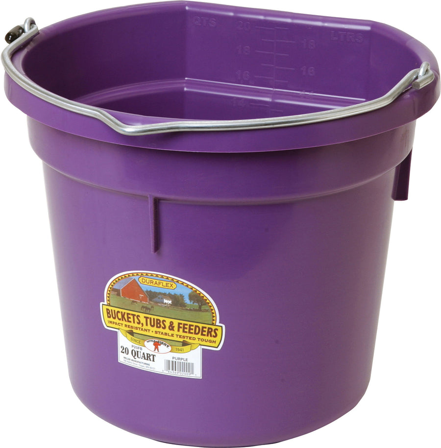 Little Giant Duraflex Plastic Flat Back Bucket, Purple, 20 qt - Buckets Flatback