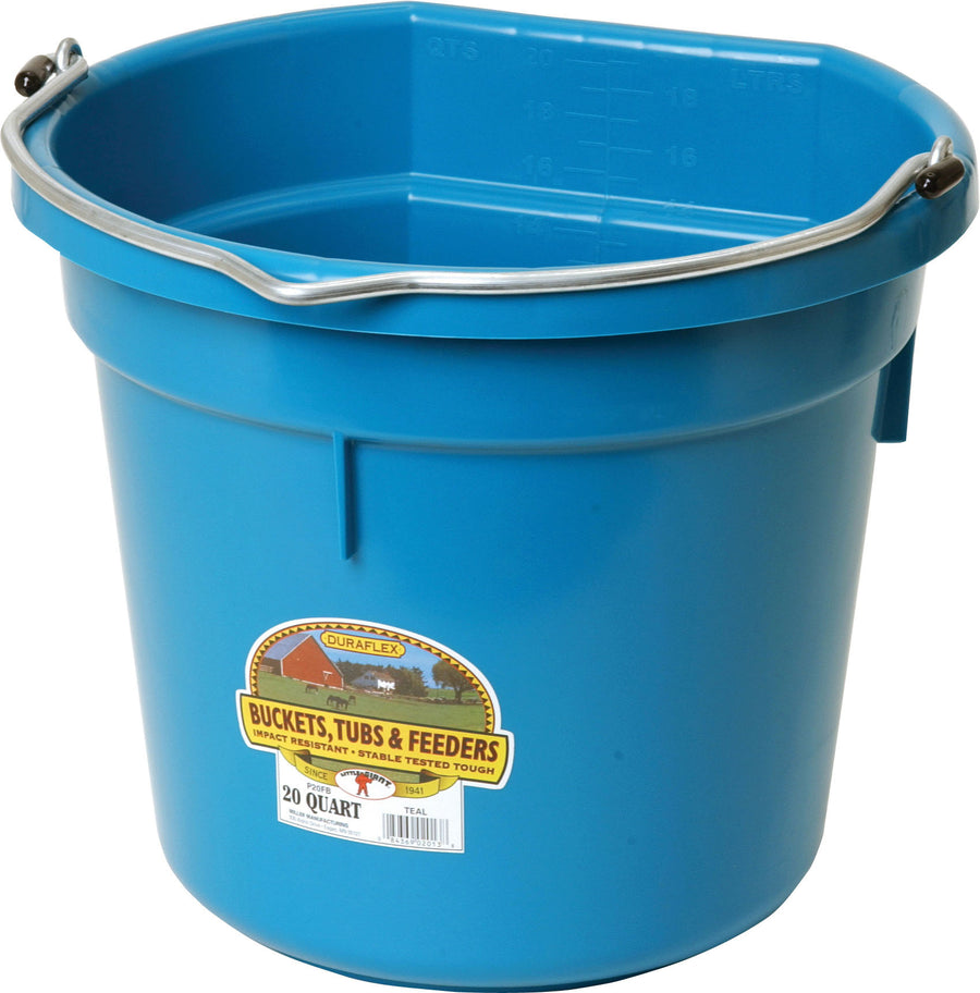Little Giant Duraflex Plastic Flat Back Bucket, Teal, 20 qt - Buckets Flatback