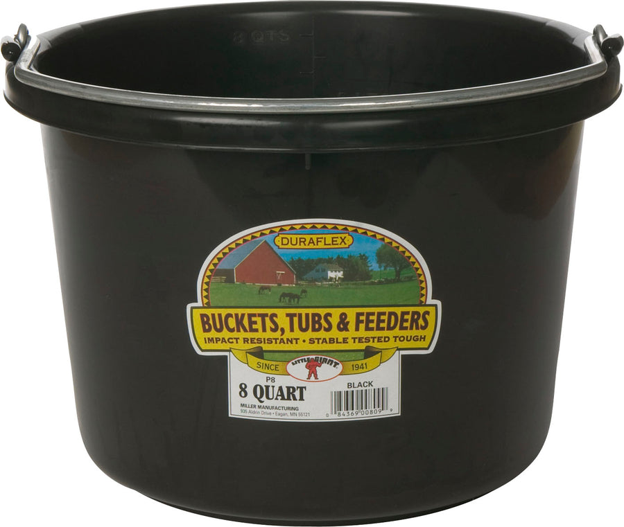 Little Giant Duraflex Plastic Bucket, Black, 8 qt - Bucket General