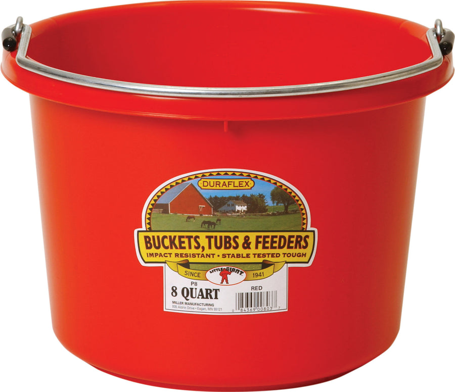 Little Giant Duraflex Plastic Bucket, Red, 8 qt - Bucket General