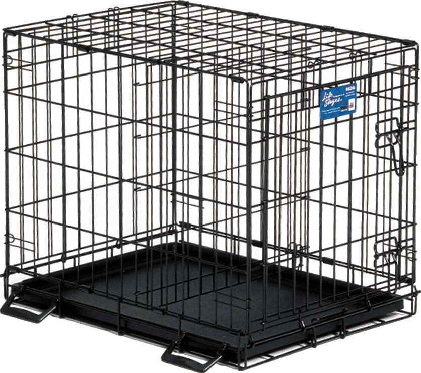 Midwest Homes Life Stages Crate W/Divider Panel, Black, 24x18x21 in - Metal