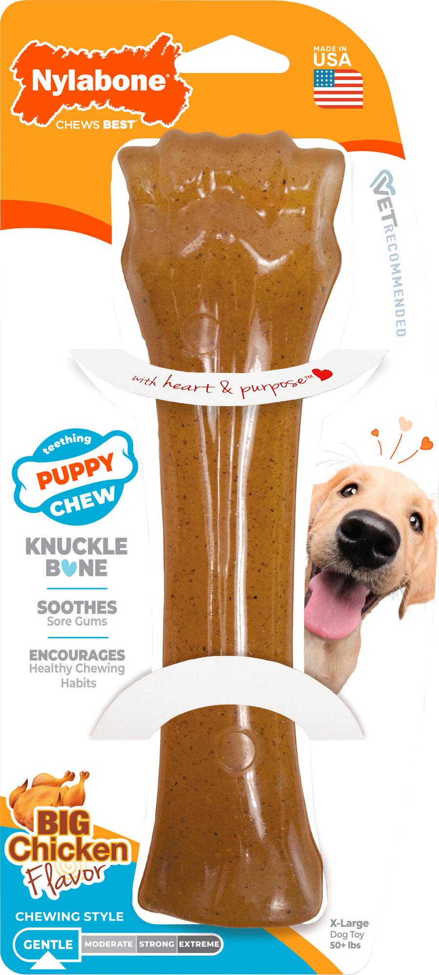 Nylabone Just for Puppies Chew Bone, Chicken, XL - Hard Plastic