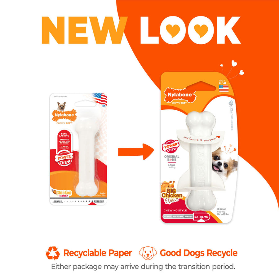 Nylabone Power Chew Bone, Chicken, XS - Hard Plastic