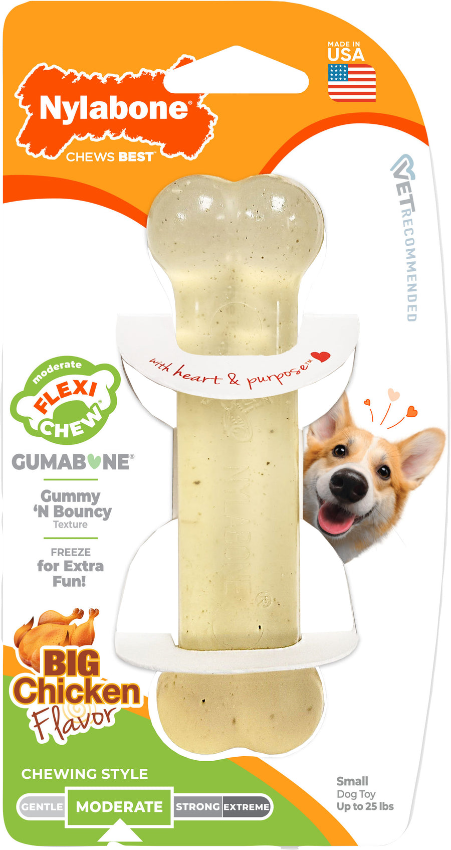 Nylabone Flexi Chew Original Bone, Chicken, SM - Hard Plastic