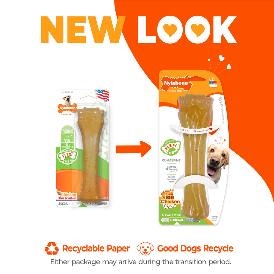 Nylabone Moderate Chew Bone, Chicken, XL - Hard Plastic