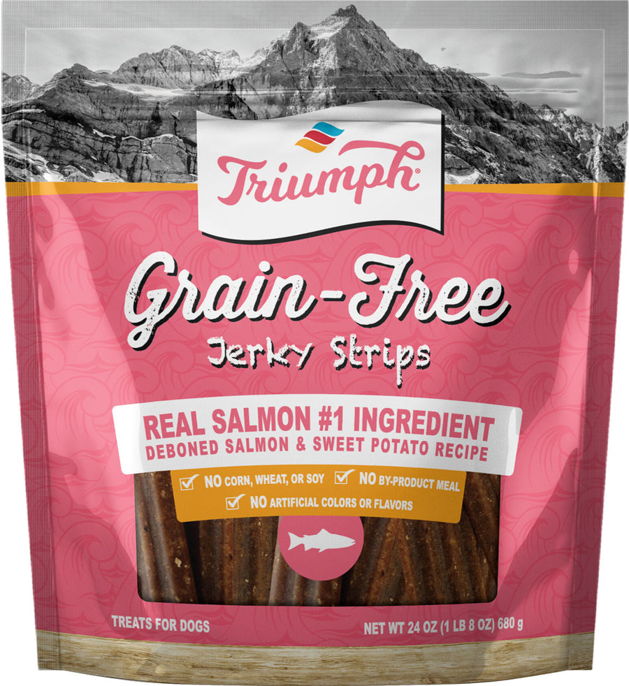 Triumph Grain Free Jerky Dog Treats, Salmon/Sweet Potato, 24 oz - Soft Treats