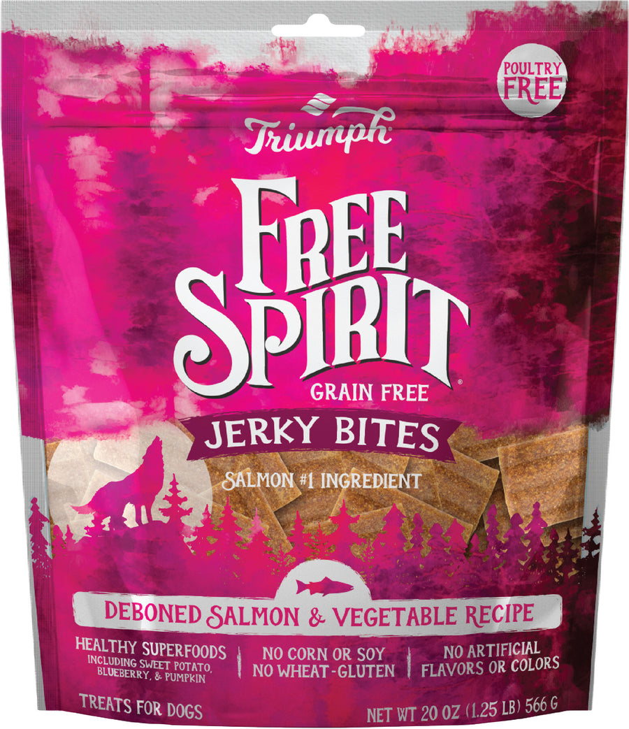 Triumph Grain Free Jerky Bites Dog Treats, Salmon/Sweet Potato, 20 oz - Soft Treats