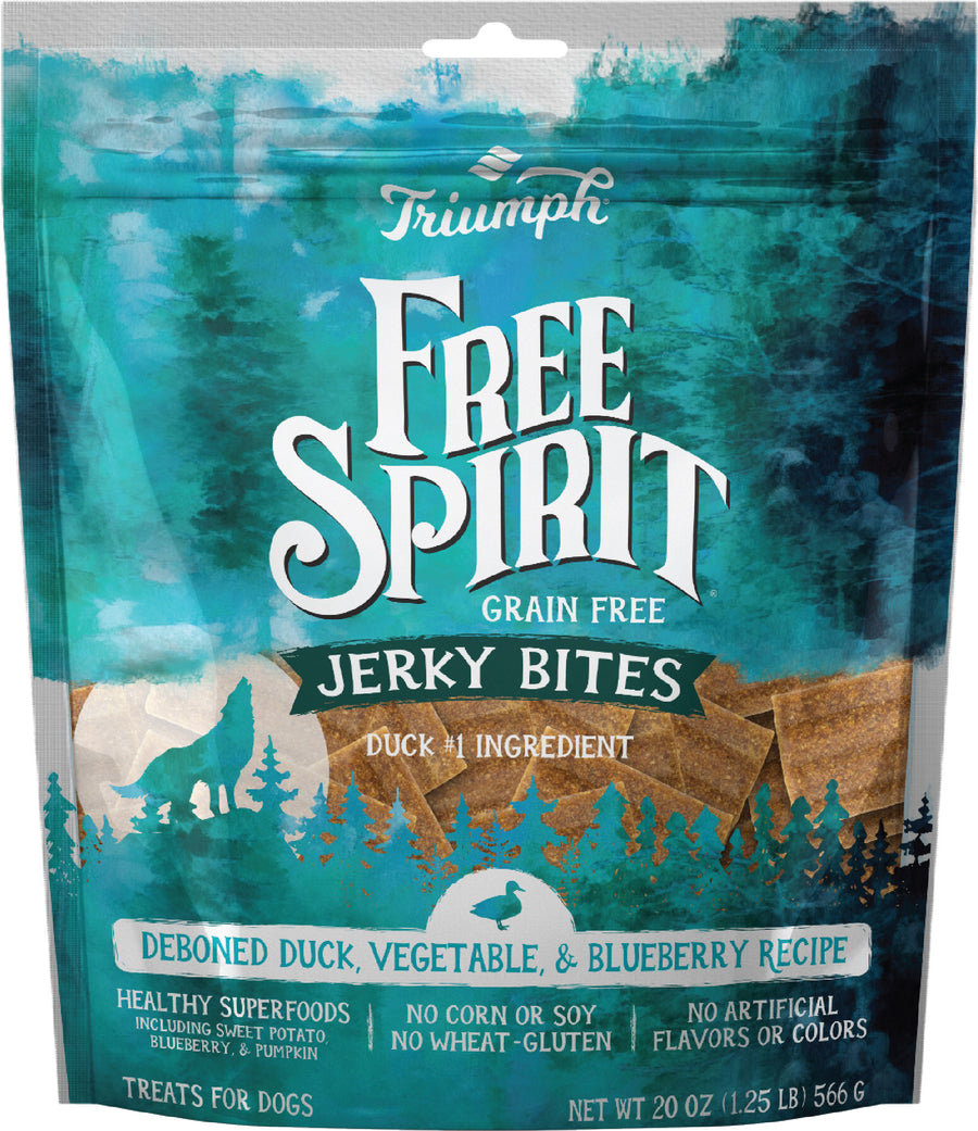 Triumph Grain Free Jerky Bites Dog Treats, Duck/Pea/Blueberry, 20 oz - Soft Treats