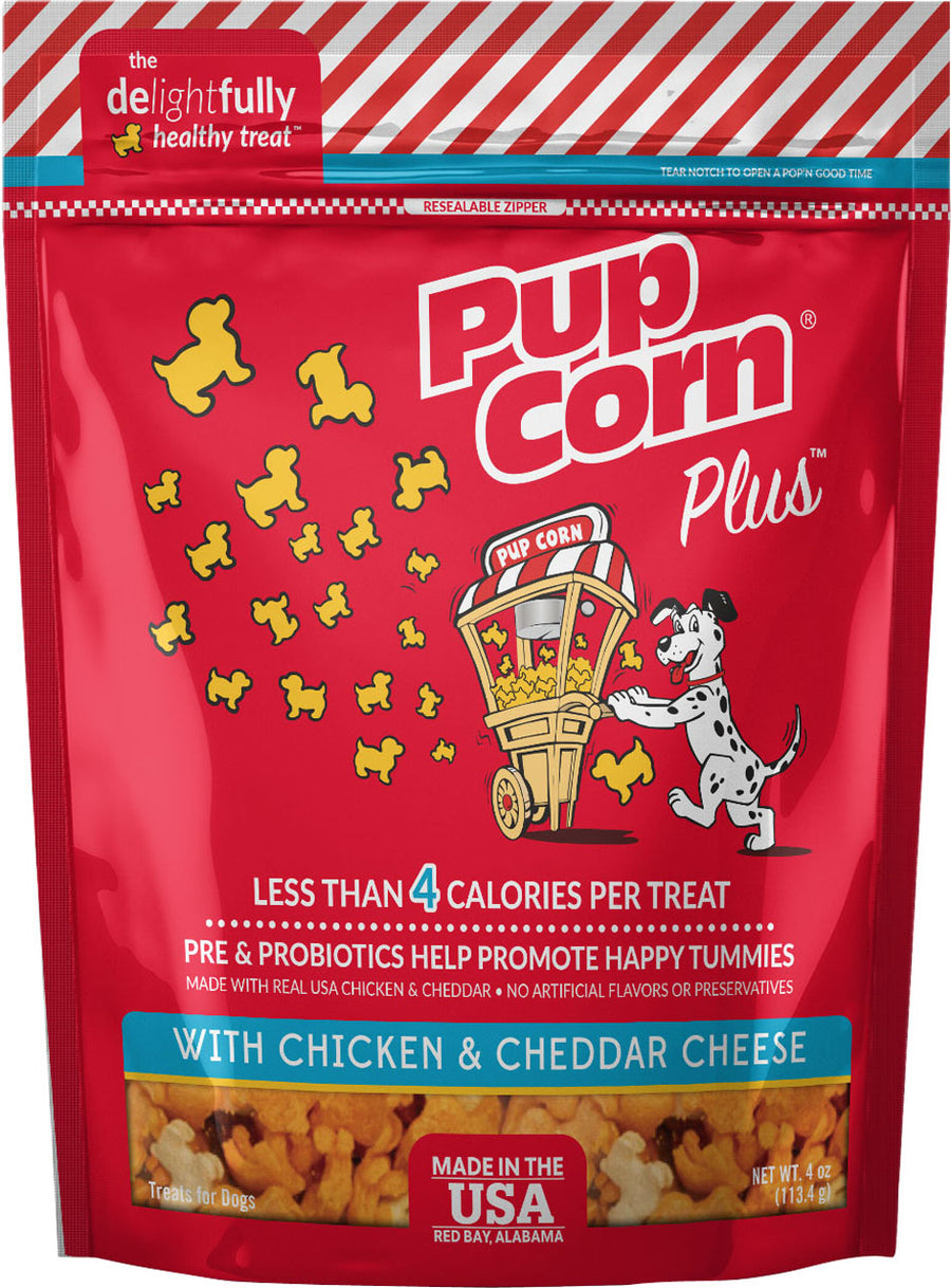 Triumph Pupcorn Plus Dog Treats, Chicken/Cheddar Cheese, 4 oz - Edible Bones & Biscuits