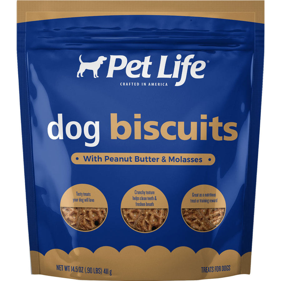 Pet Life Dog Biscuits, Peanut Butter/Molasses, 14.5 oz - Edible Bones & Biscuits