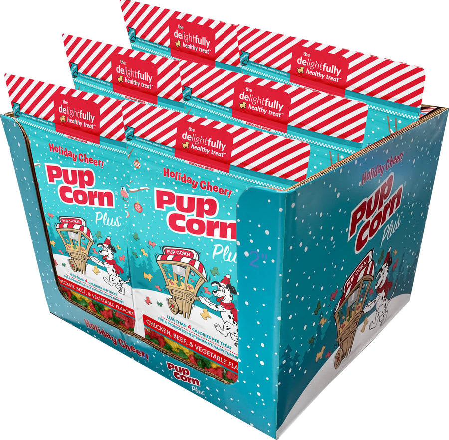 Triumph Pupcorn Plus Holiday Cheer Display, Assorted, 24.5 oz-6 pc - Edible Bones & Biscuits