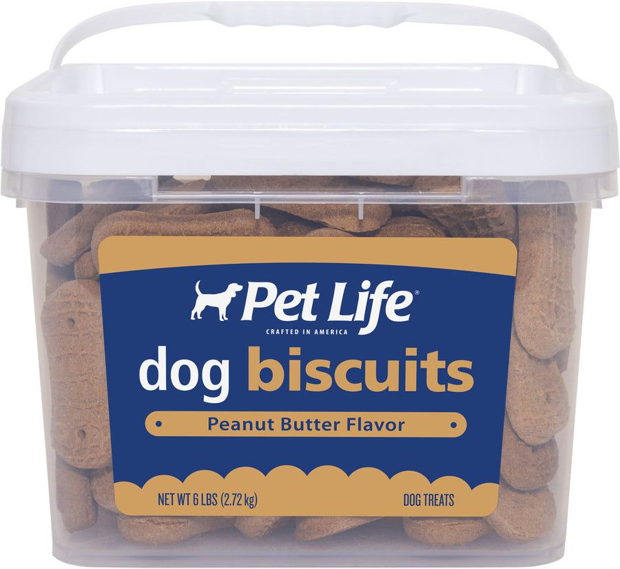 Pet Life Dog Biscuits Bucket, Peanut Butter, 6 lb - Edible Bones & Biscuits