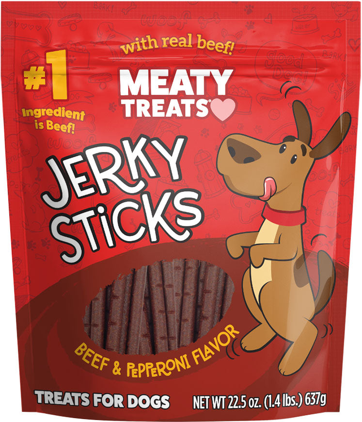 Meaty Treats Jerky Sticks, Beef/Pepperoni, 22.5 oz - Soft Treats