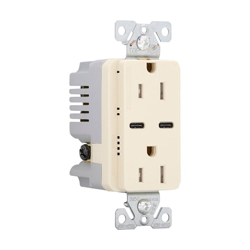 Eaton Wiring Devices TRUSBC15V-BOX Combination USB Charger with Duplex Receptacle