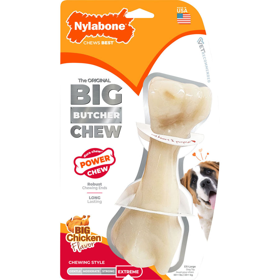Nylabone Power Chew Big Beef Bone, Chicken, XXL - Hard Plastic