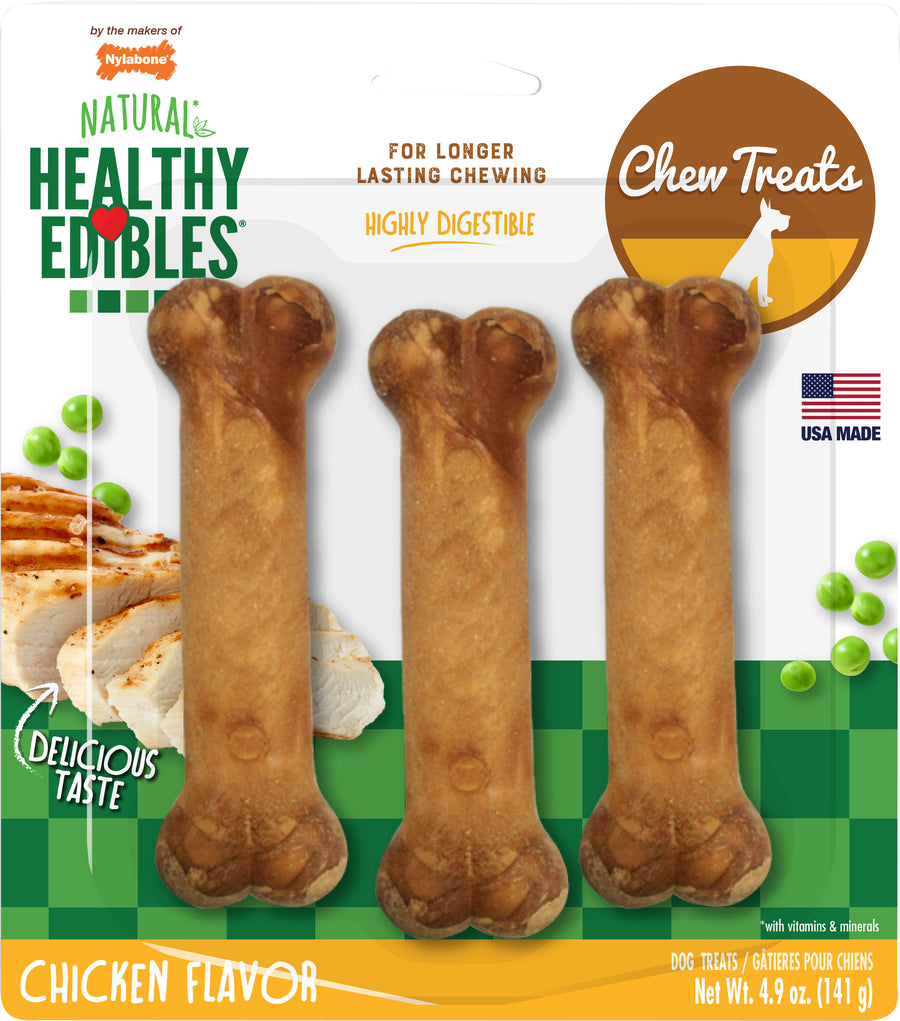 Nylabone Healthy Edibles Natural Chew, Chicken, reg-3 pk - Edible Bones & Biscuits