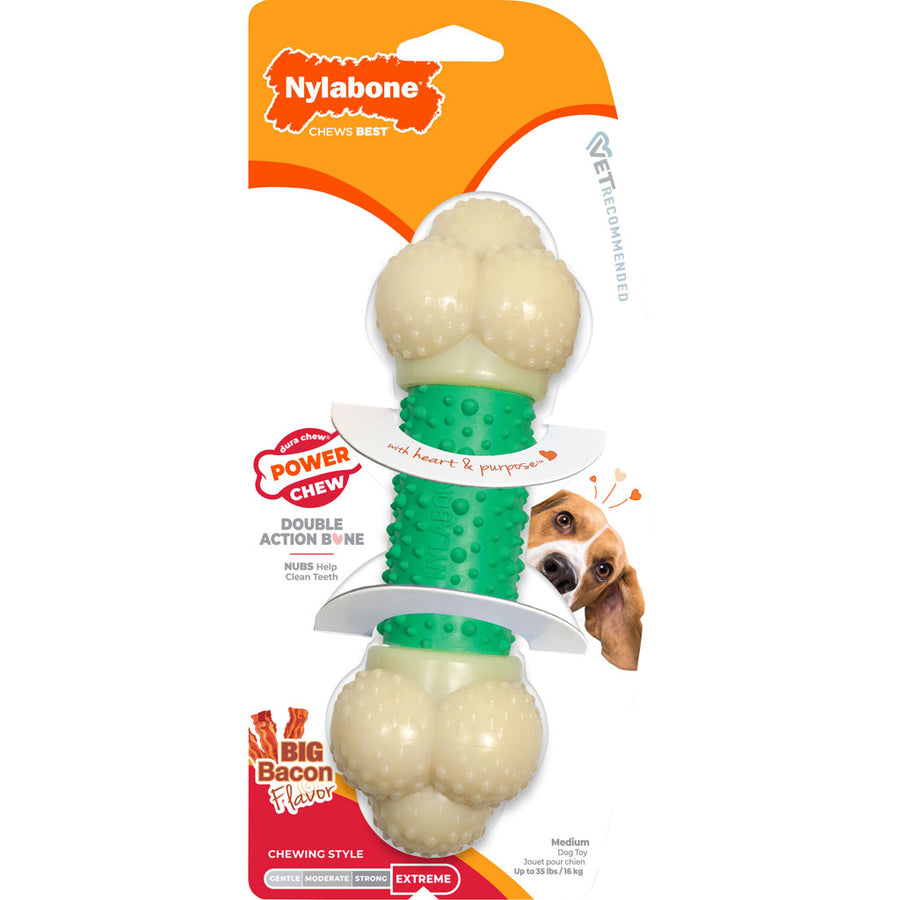 Nylabone Power Chew Double Action, Bacon, MD - Hard Plastic