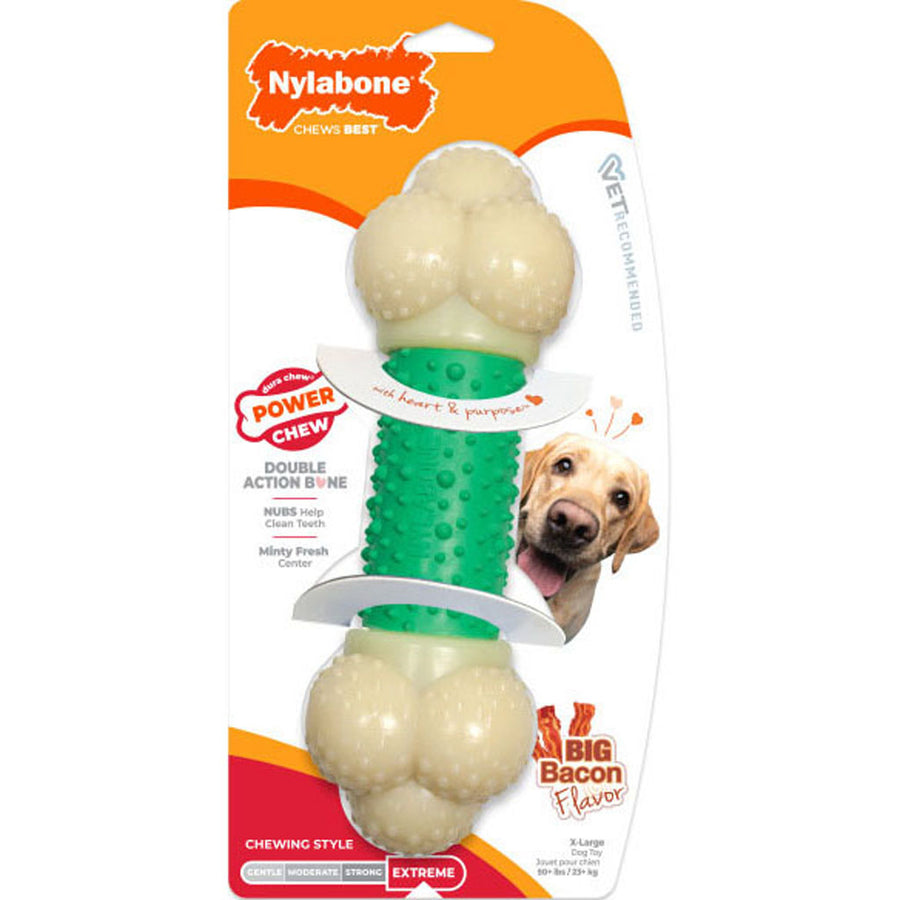 Nylabone Power Chew Double Action, Bacon, XL - Hard Plastic
