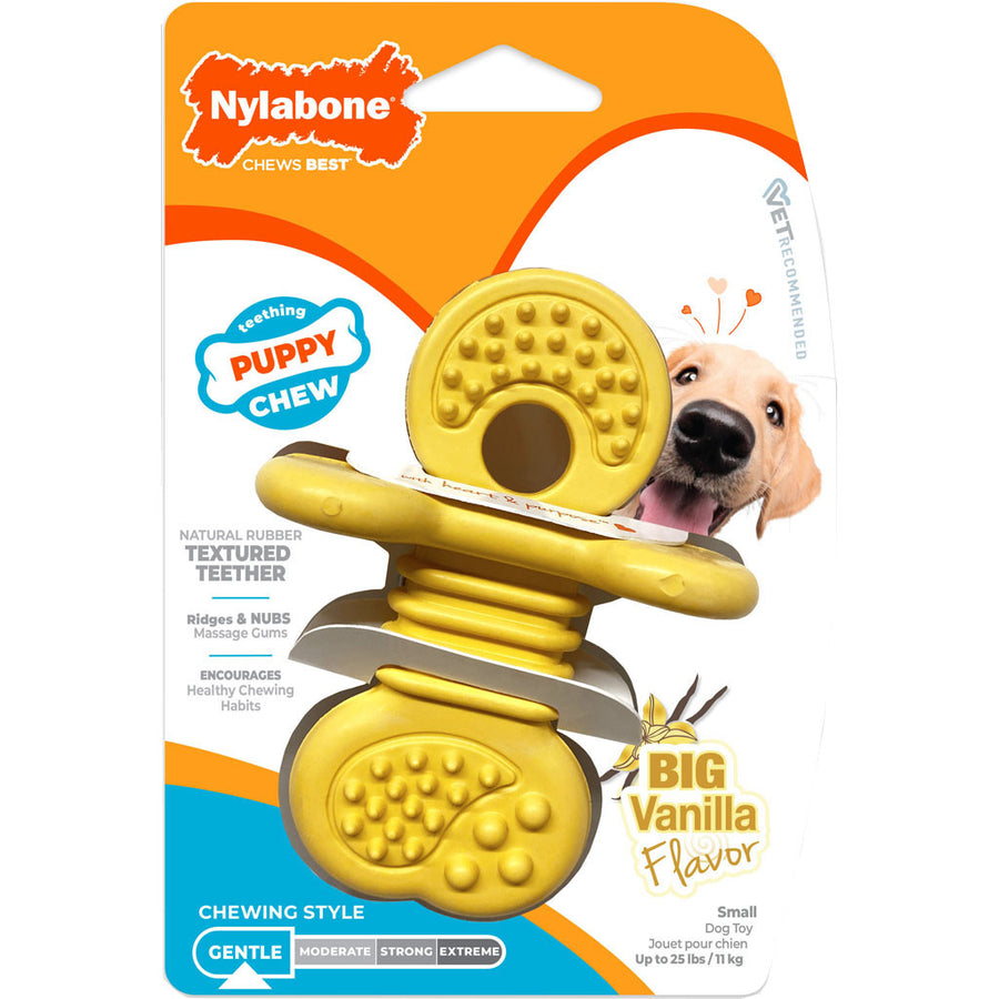 Nylabone Puppy Chew Teething Rhino, Vanilla, SM - Hard Plastic