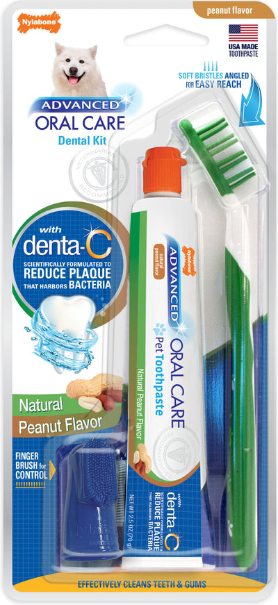 Nylabone Advanced Oral Care Natural Dental Kit, Peanut Butter, 2.5 oz - Dental Care