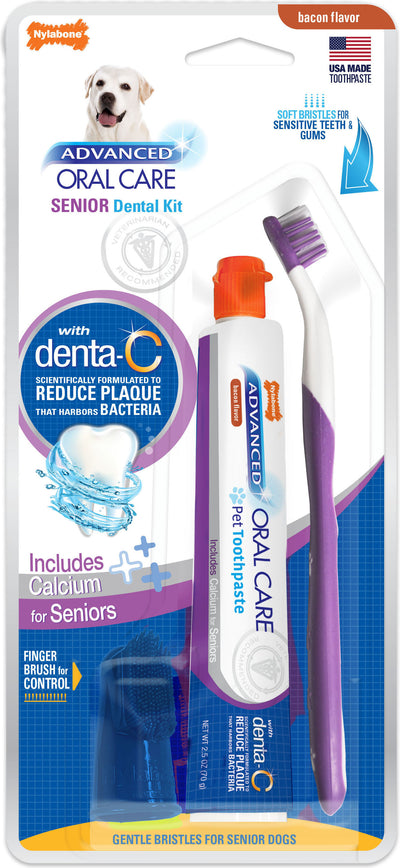 Nylabone Advanced Oral Care Senior Dental Kit, Bacon, 2.5 oz - Dental Care