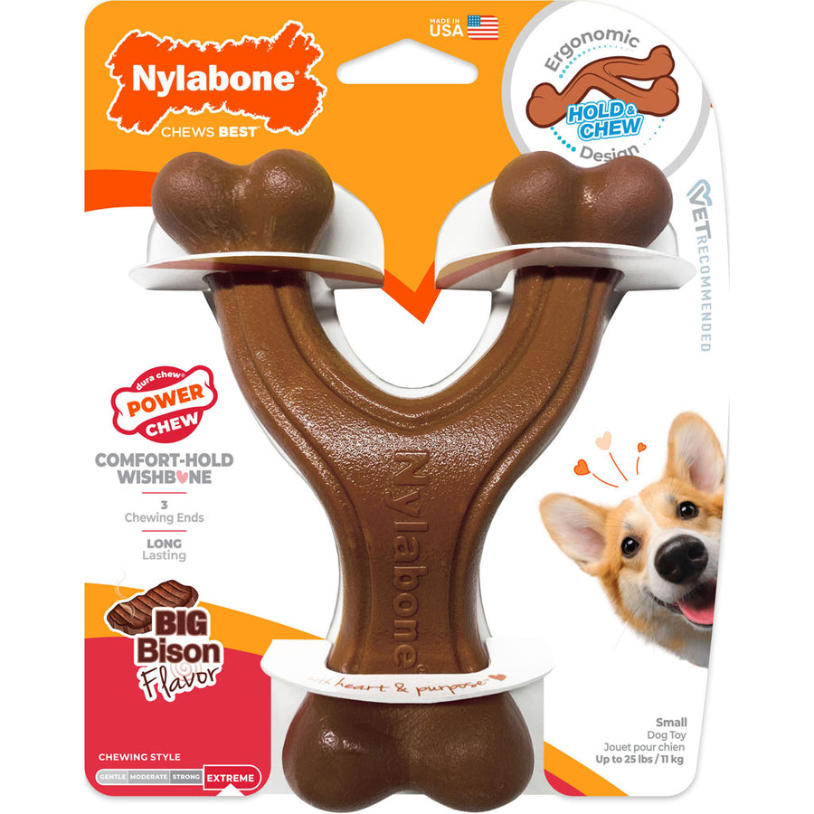 Nylabone Power Chew Wishbone, Bison, SM - Hard Plastic