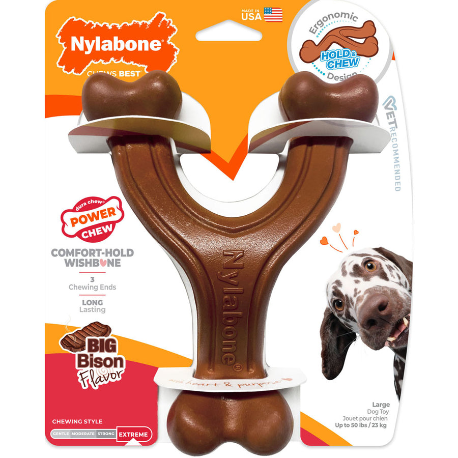 Nylabone Power Chew Wishbone, Bison, LG - Hard Plastic