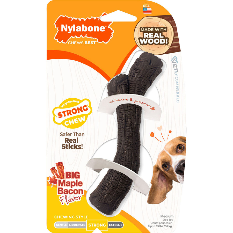 Nylabone Strong Chew Stick, Maple Bacon, MD - Hard Plastic