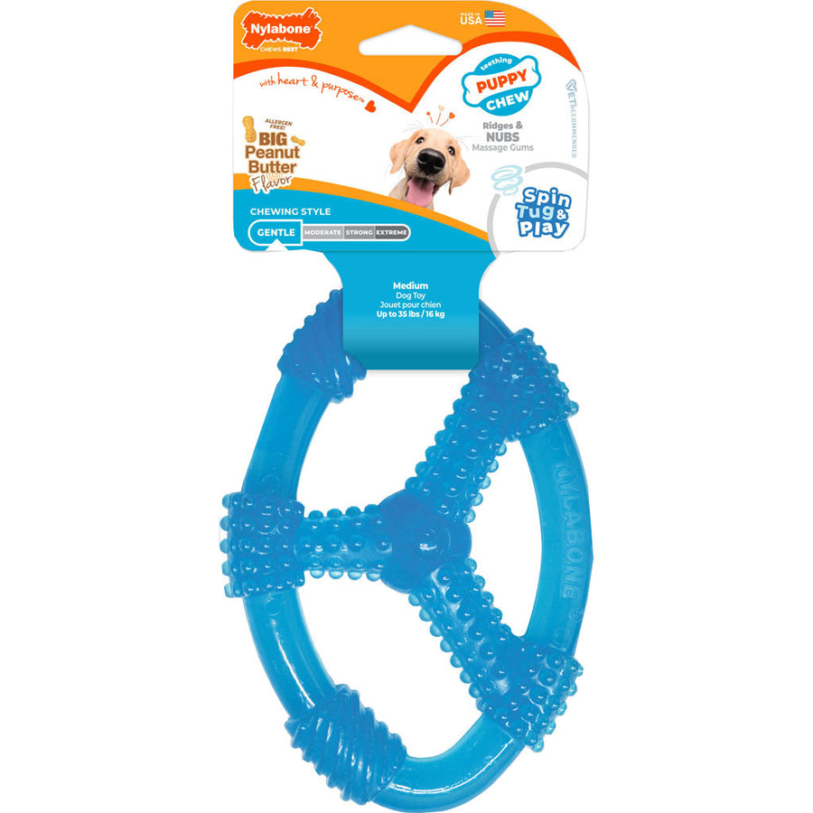 Nylabone Puppy Chew Ring, Peanut Butter, MD - Rubber