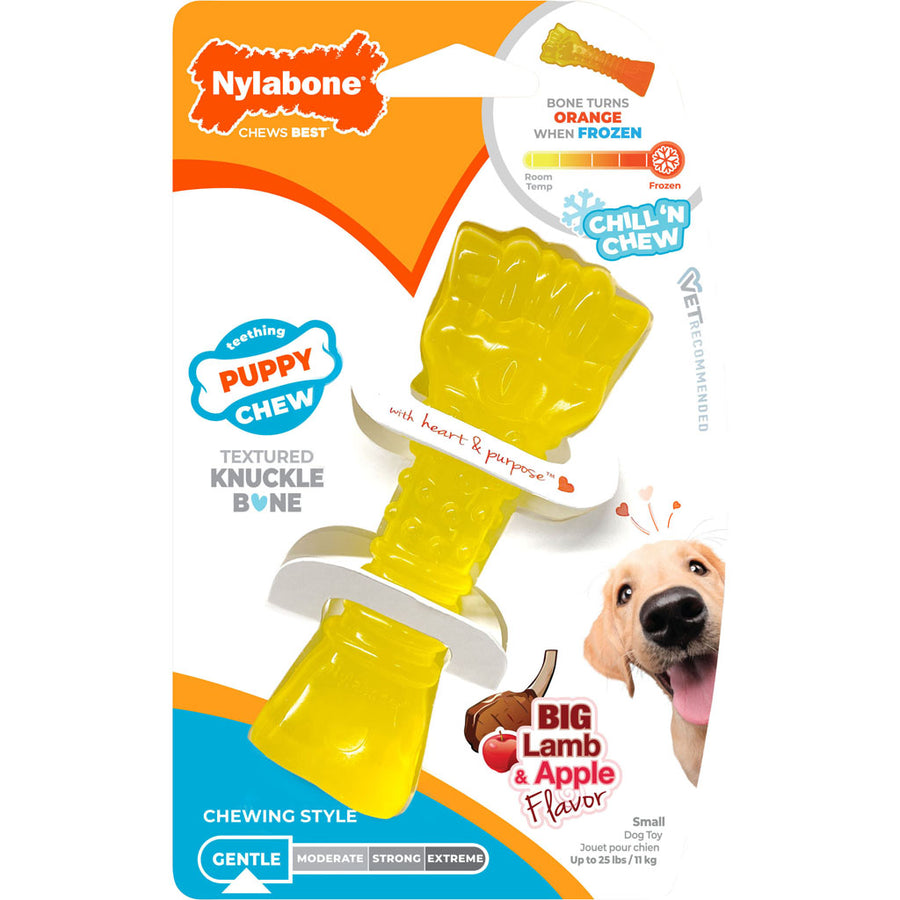 Nylabone Puppy Chew Chill & Chew Freezer Bone, Lamb/Apple, SM - Rubber