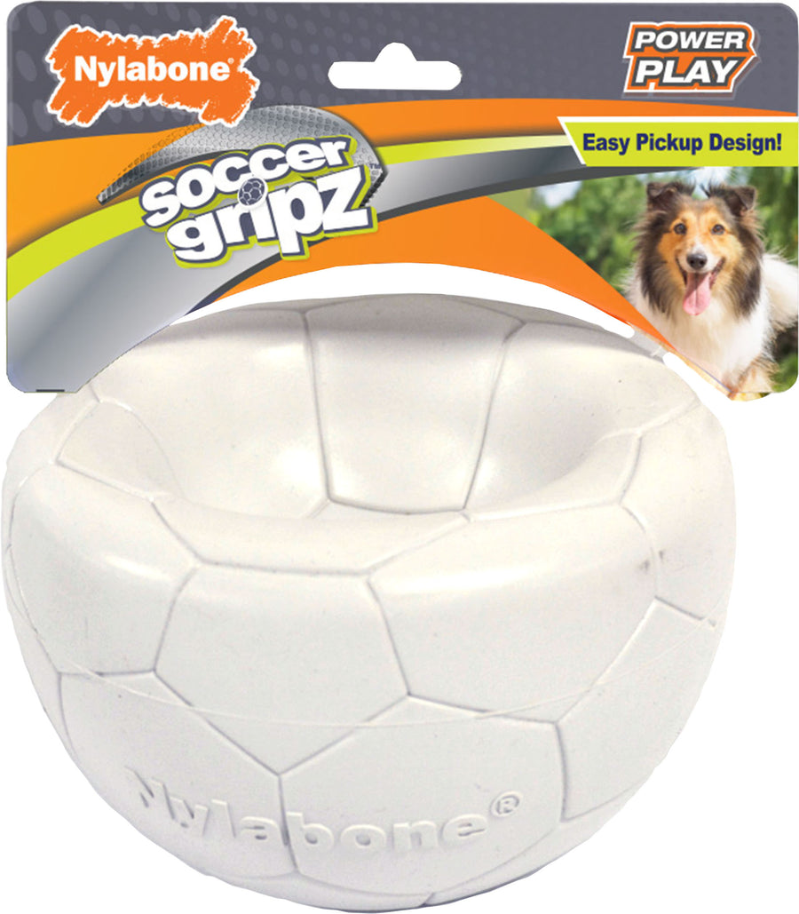 Nylabone Power Play Gripz Soccer Ball, White, MD - Rubber