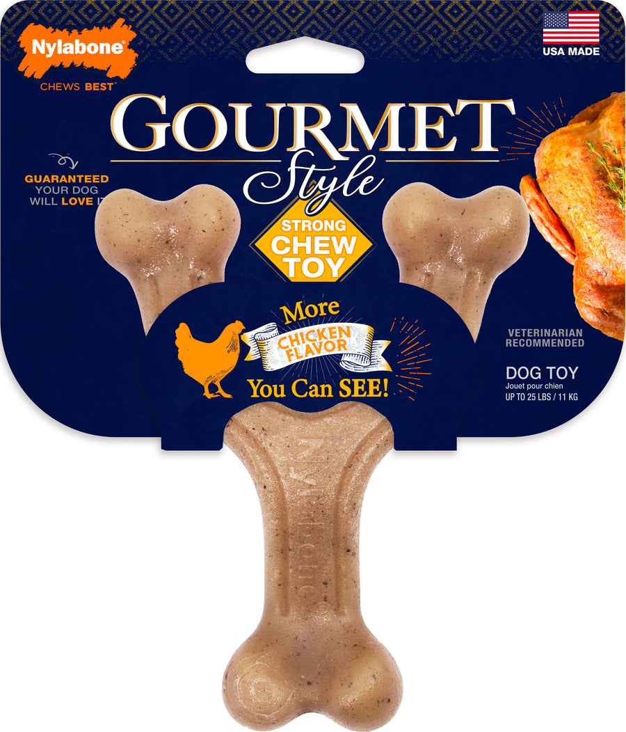 Nylabone Gourmet Style Strong Chew Wishbone, Chicken, LG - Hard Plastic