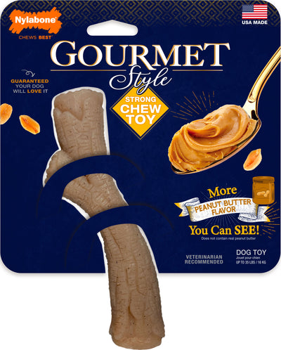 Nylabone Gourmet Style Strong Chew Stick, Peanut Butter, MD - Hard Plastic