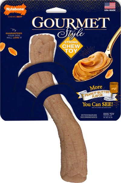 Nylabone Gourmet Style Strong Chew Stick, Peanut Butter, XL - Hard Plastic