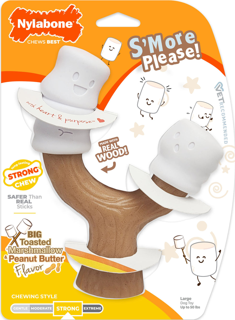 Nylabone Strong Chew S'More Please, Marshmallow/Peanut Butter, LG - Hard Plastic