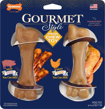 Nylabone Gourmet Style Strong Chew Femur, Bacon/Chicken, Reg - Hard Plastic