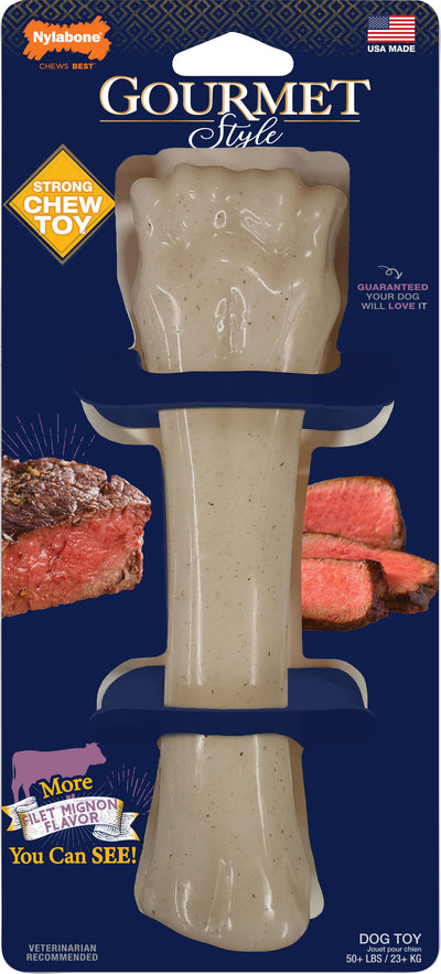 Nylabone Gourmet Style Strong Chew Femur, Filet Mignon, Souper - Hard Plastic