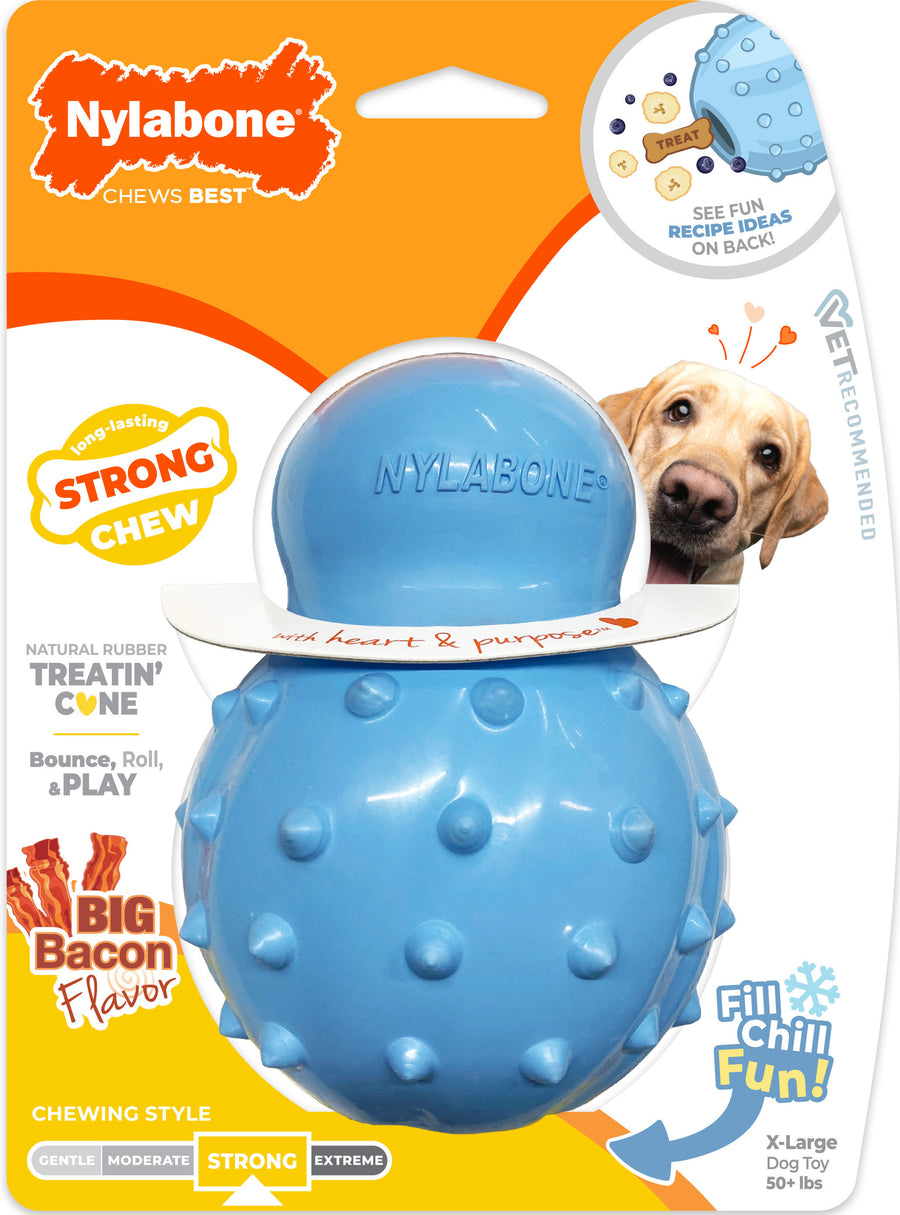 Nylabone Strong Chew Rubber Stuffable Cone, Bacon, XL