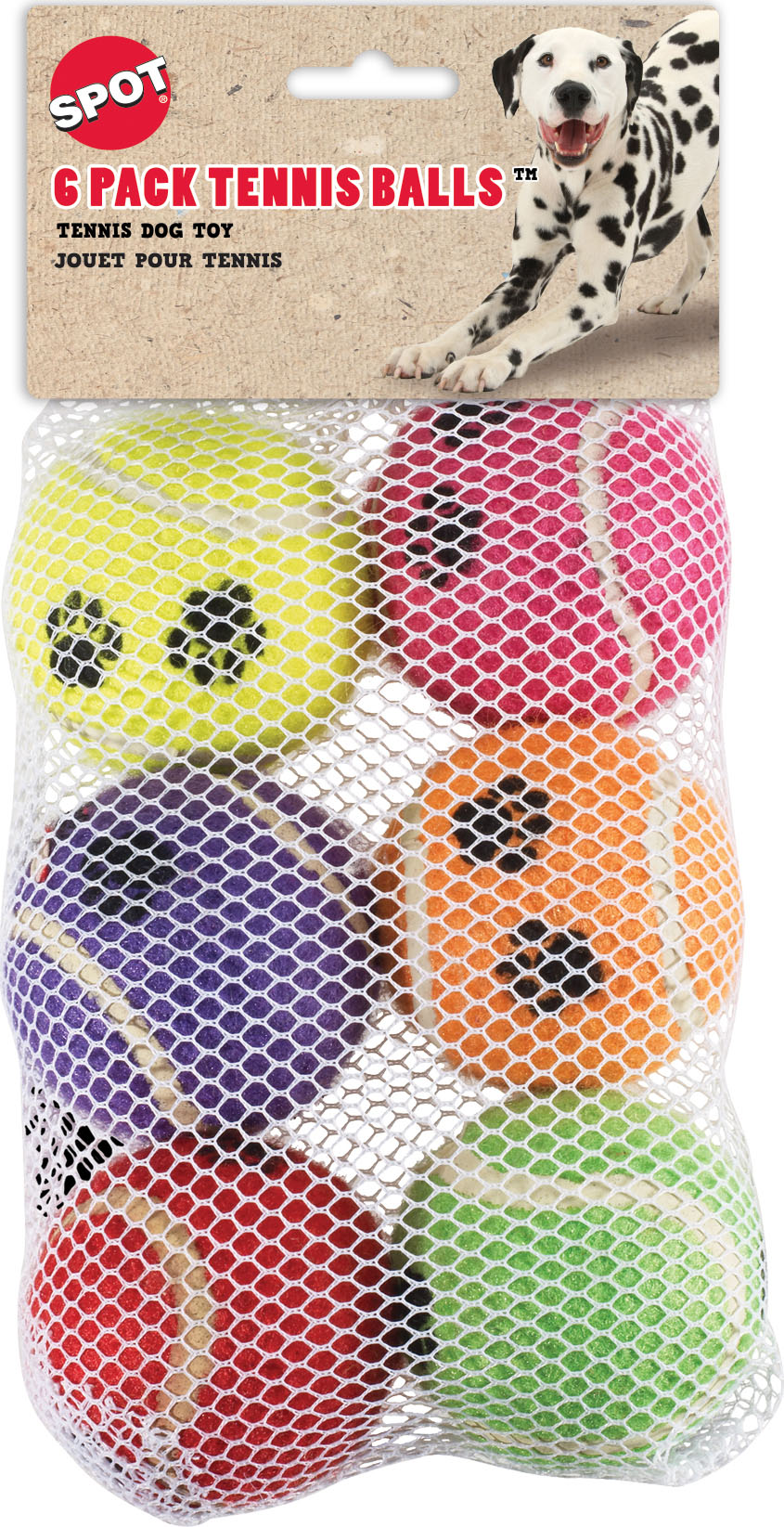 Spot Paw Print Tennis Balls Value Pack, Assorted, 2.5 in-6 pk - Tennis Material