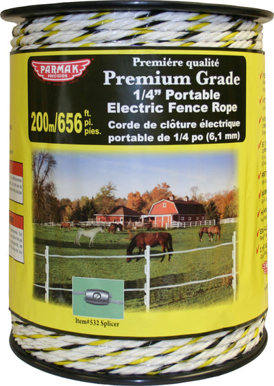 Parmak Premium Electric Rope, Yellow/Black, 656 ft - Poly Rope