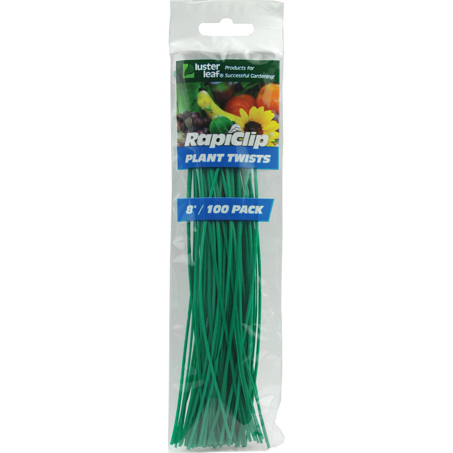 Luster Leaf Plant Twist Tie Strips, Green, 8 in-100 pk - Stakes and Supports