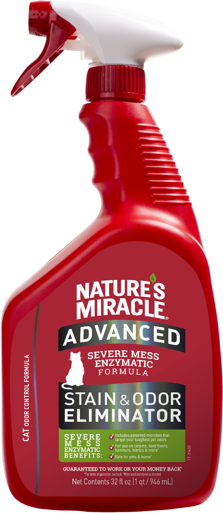 Nature's Miracle Adv Stain & Odor Remover for Cats, 32 oz - Stain and Odor Removers