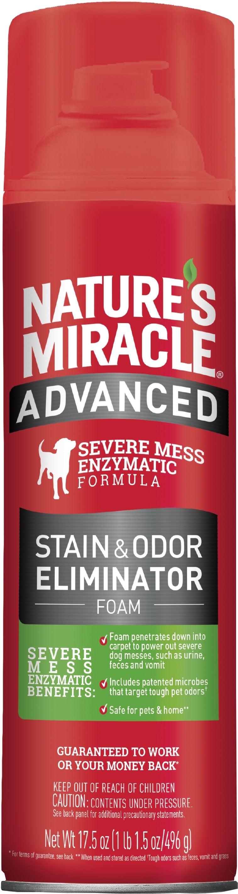 Nature's Miracle Adv Stain & Odor Eliminator Foam for Dogs, 17.5 oz - Stain & Odor Removers
