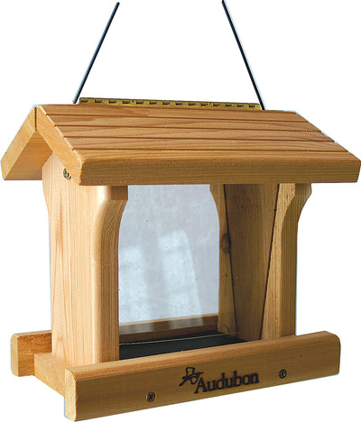 Audubon Cedar Ranch Feeder, Tan, 3 lb Cap - Hopper Feeders Wooden