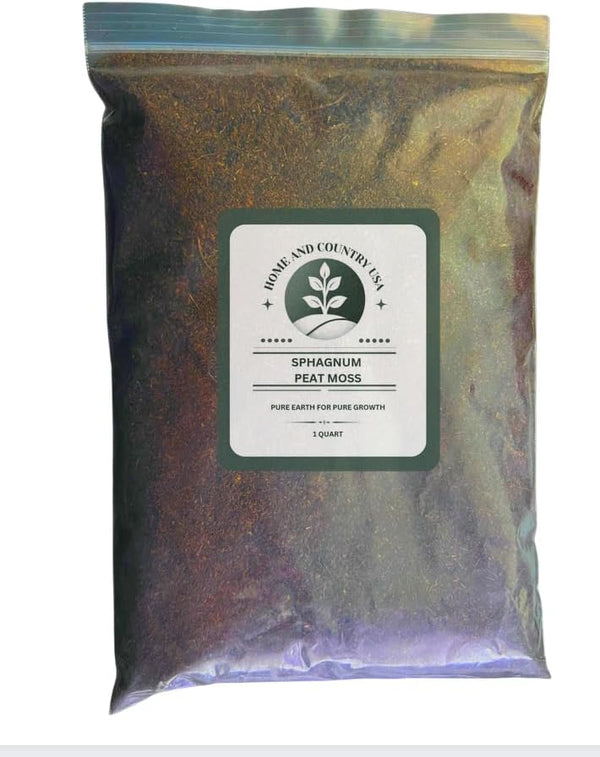 Home & Country USA - Sphagnum Peat Moss, 100% Organic Soil Conditioner, Enhanced Root Development (Peat Moss, 1 Quart)