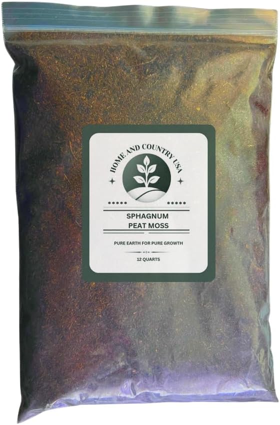 Home & Country USA - Sphagnum Peat Moss, 100% Organic Soil Conditioner, Enhanced Root Development (Peat Moss, 12 Quart)