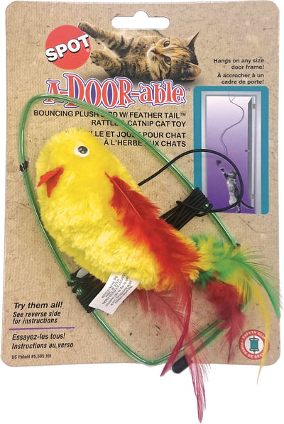Spot A-Door-Able Bouncing Feather Bird w/ Catnip - Interactive